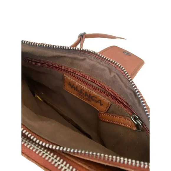 Vilenca Holland Women's Brown Leather Crossbody Straps Wristlet Bag - Picture 6 of 6